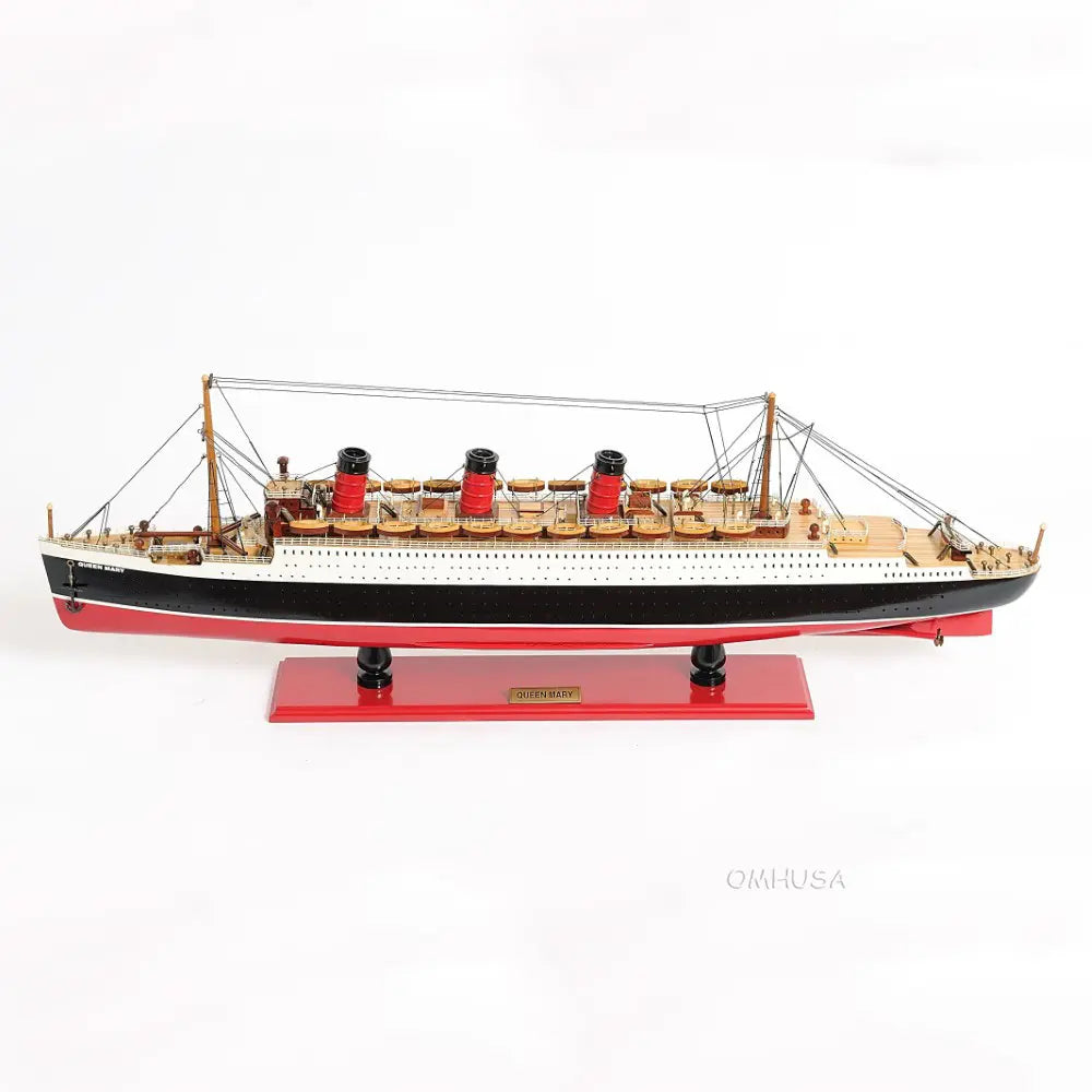 Queen Mary Model Cruise Ship with Display Case