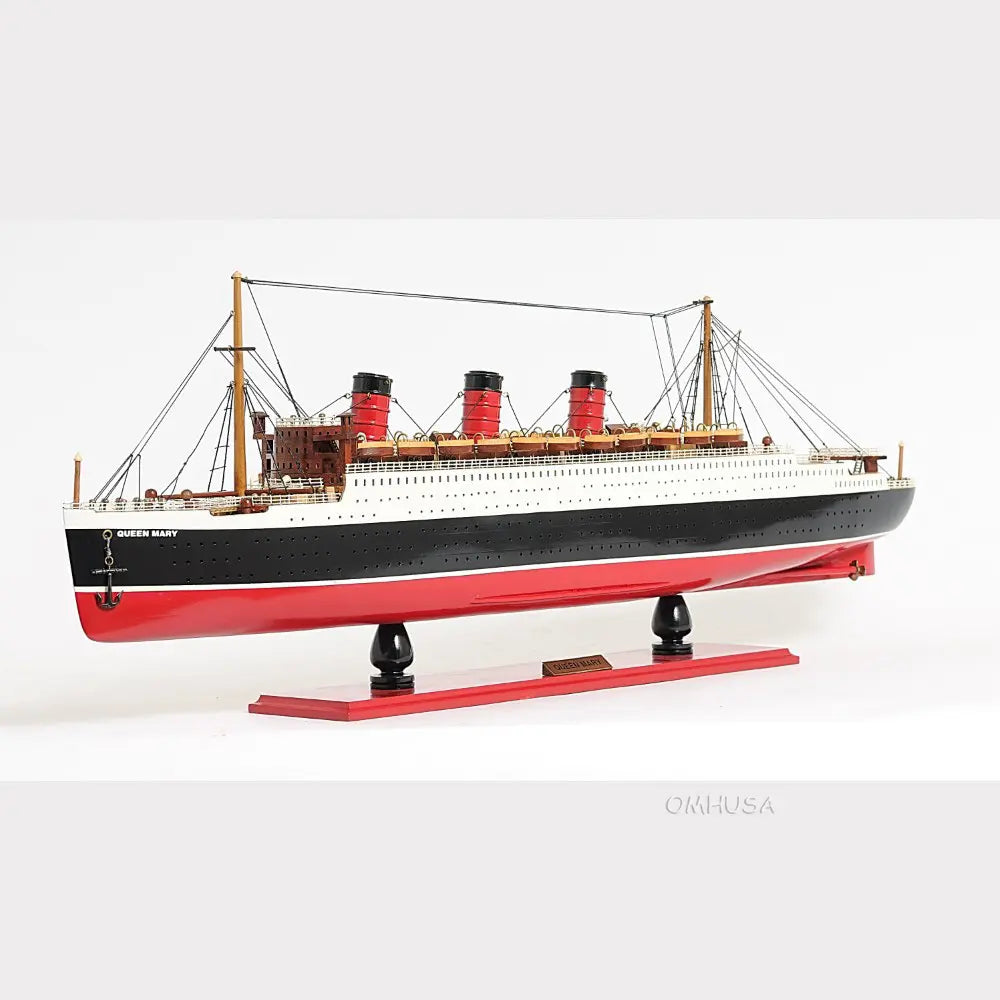 Queen Mary Model Cruise Ship with Display Case