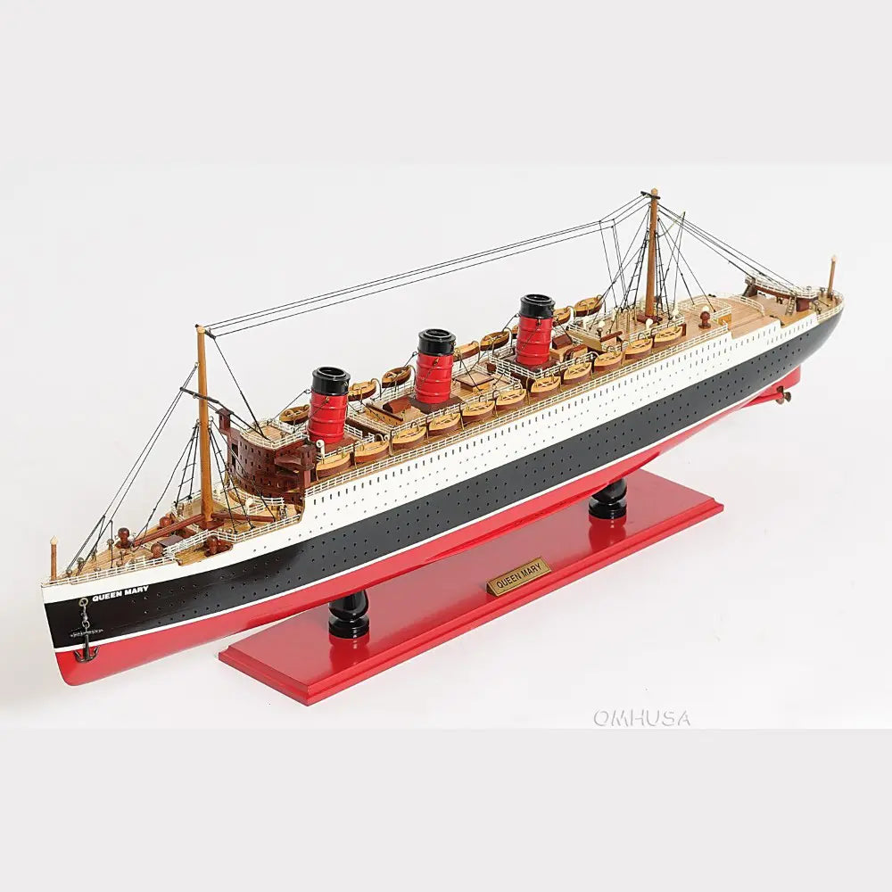 Queen Mary Model Cruise Ship with Display Case