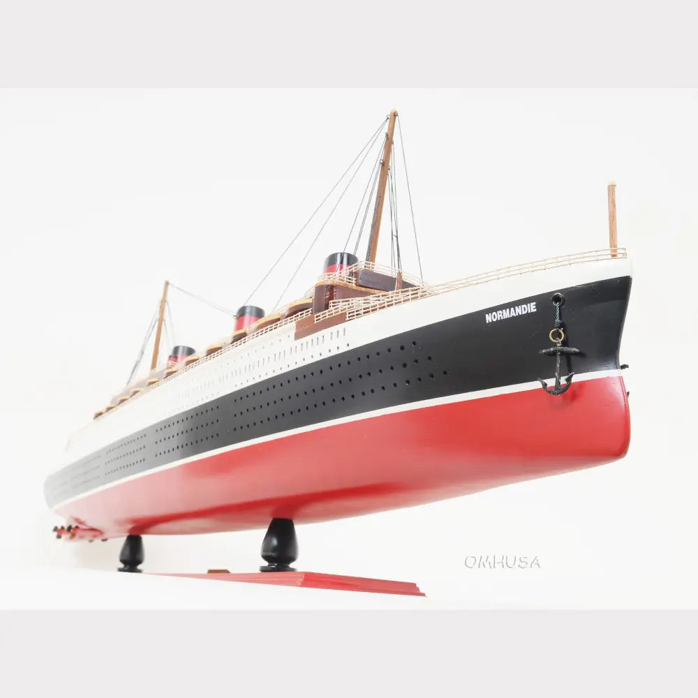 T.S.S. Normandie Model Cruise Ship with Display Case