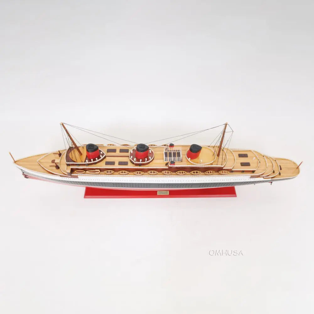 T.S.S. Normandie Model Cruise Ship with Display Case