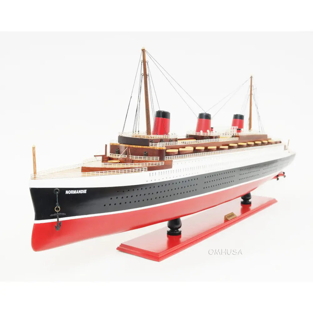 T.S.S. Normandie Model Cruise Ship with Display Case