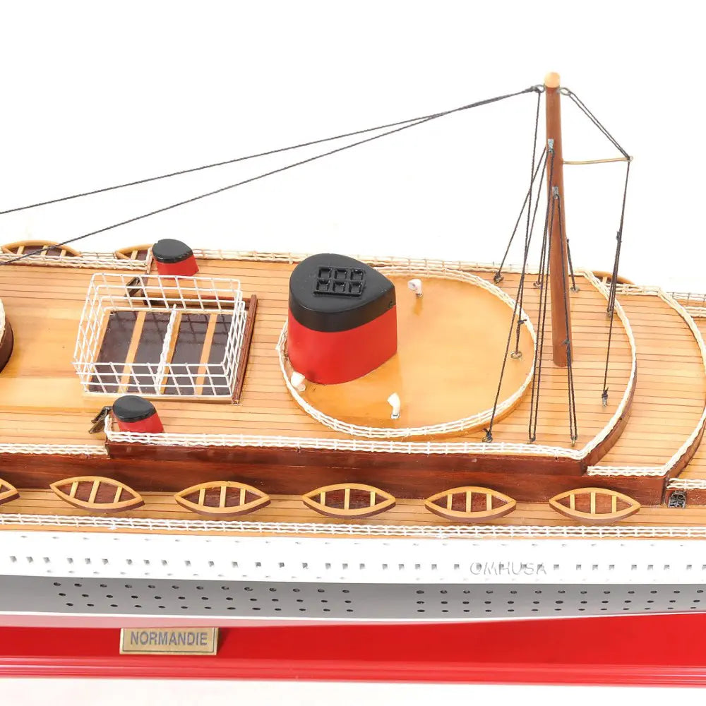 T.S.S. Normandie Model Cruise Ship with Display Case