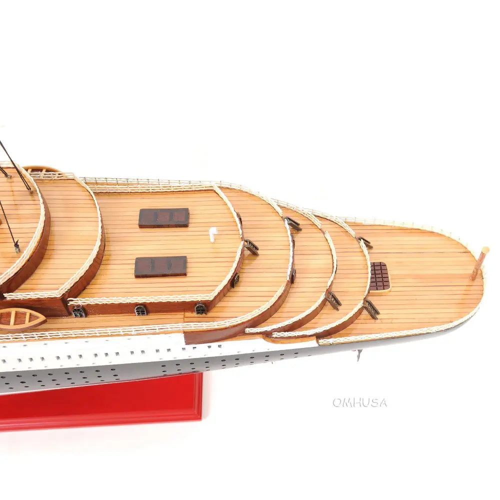 T.S.S. Normandie Model Cruise Ship with Display Case