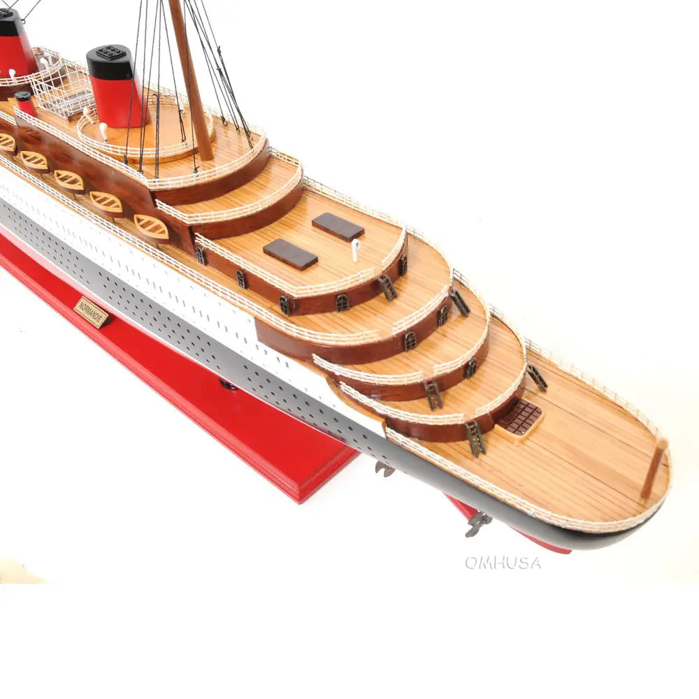 T.S.S. Normandie Model Cruise Ship with Display Case