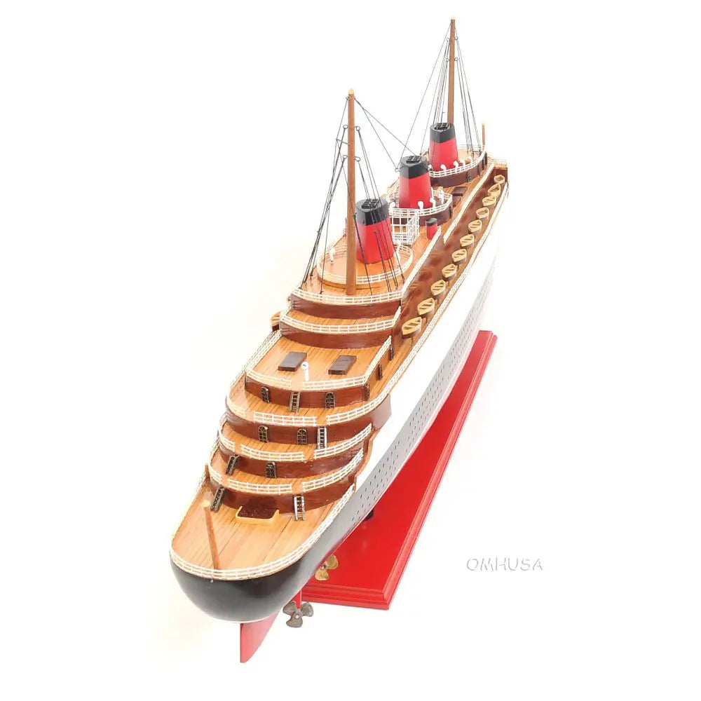 T.S.S. Normandie Model Cruise Ship with Display Case