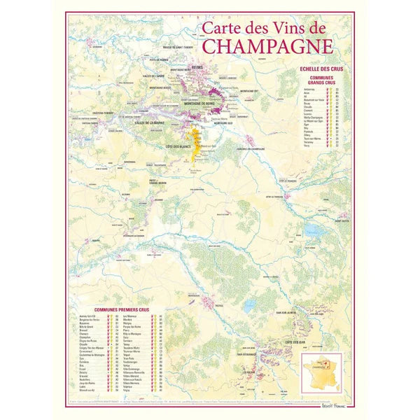 Champagne Wine Region Poster (Carte des Vins de Champagne) 30 x 40 cm