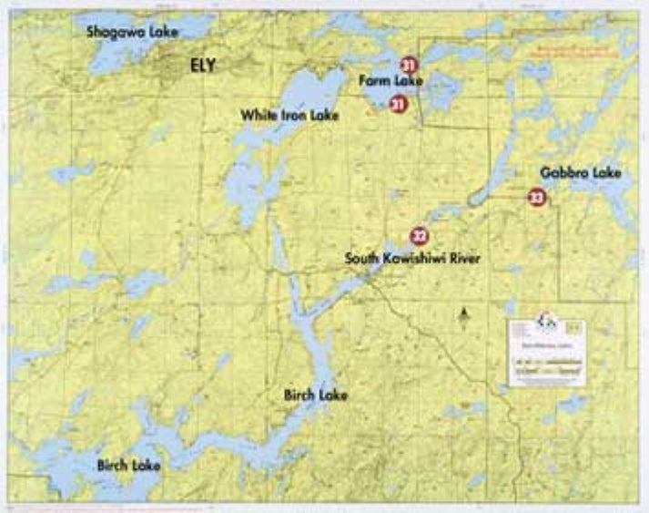 BIRCH LAKE, WHITE IRON LAKE, GABBRO LAKE