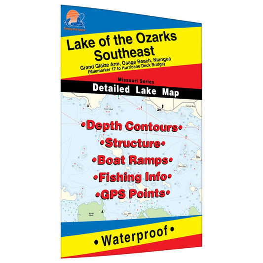 Lake of the Ozarks-Southeast (Hurricane Deck to Milemarker 17) Fishing Map-L159