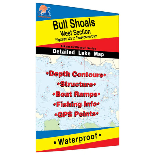 Bull Shoals-West (Hwy 125 to Taneycomo Dam - AR/MO) Fishing Map-L172