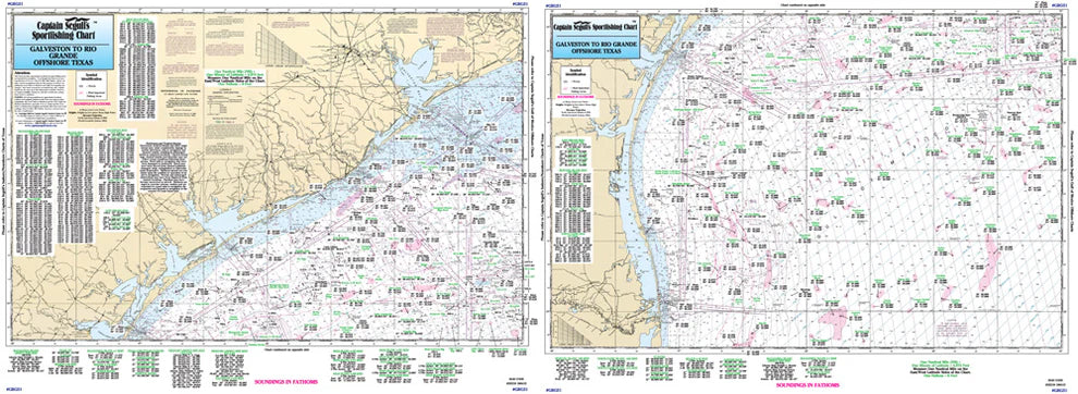 Texas Gulf Coast Sportfishing and Nautical Chart Package Great Savings on 9 Charts