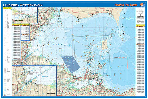 Lake Erie Fishing Wall Map - Western Basin Fishing Wall Map-L127