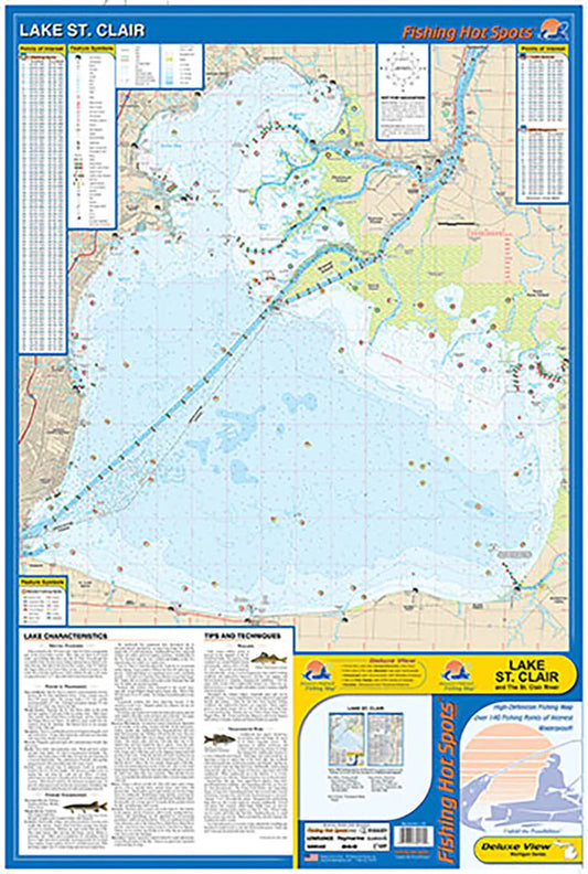 Lake St. Clair/St. Clair River Fishing Wall Map (MI/ONT)-L130