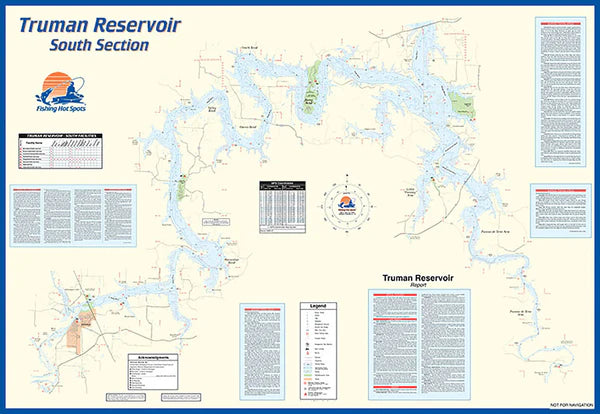 Truman Reservoir-South (South of Hwy 7) Fishing Wall Map-L164