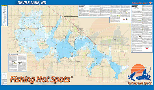 Devils Lake Fishing Wall Map-L708