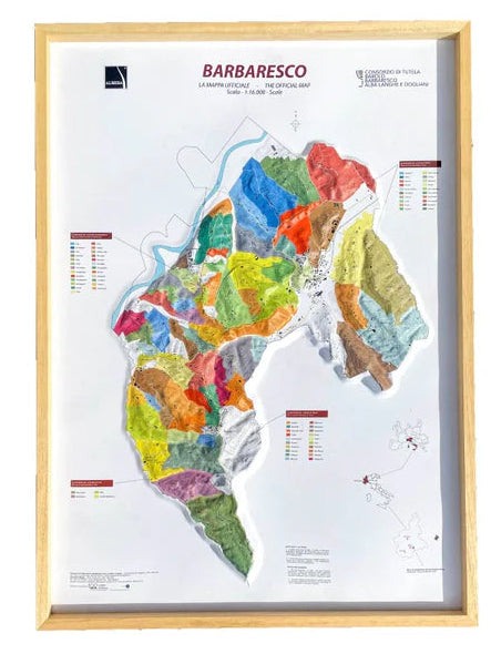 Barbaresco Wine Raised Relief Map