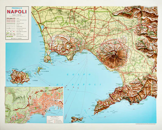 Naples (Mt. Vesuvius) Raised Relief Map