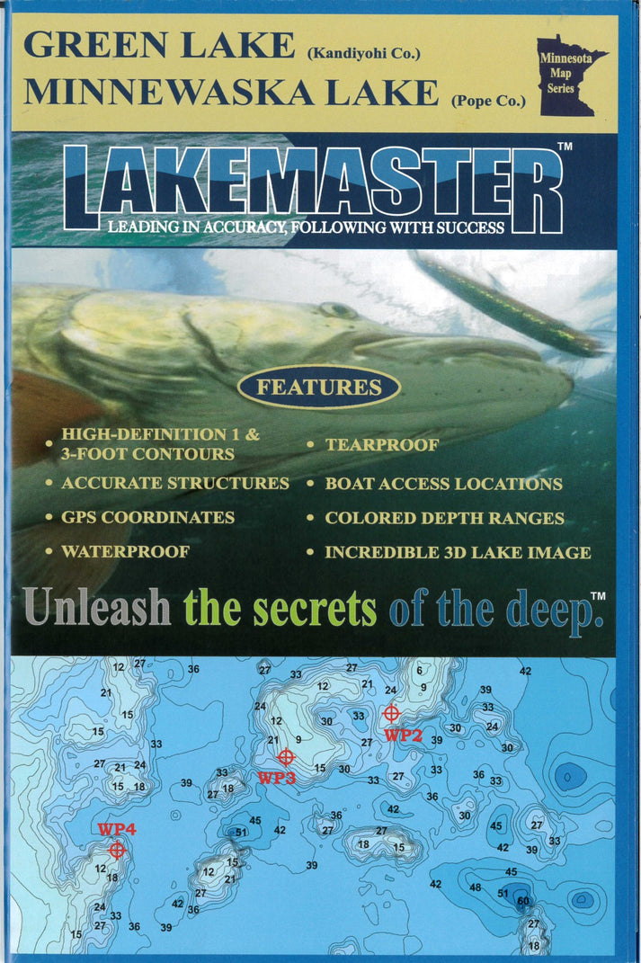 Green/Minnewaska Lake Kandiyohi and Pope Co Fishing Map