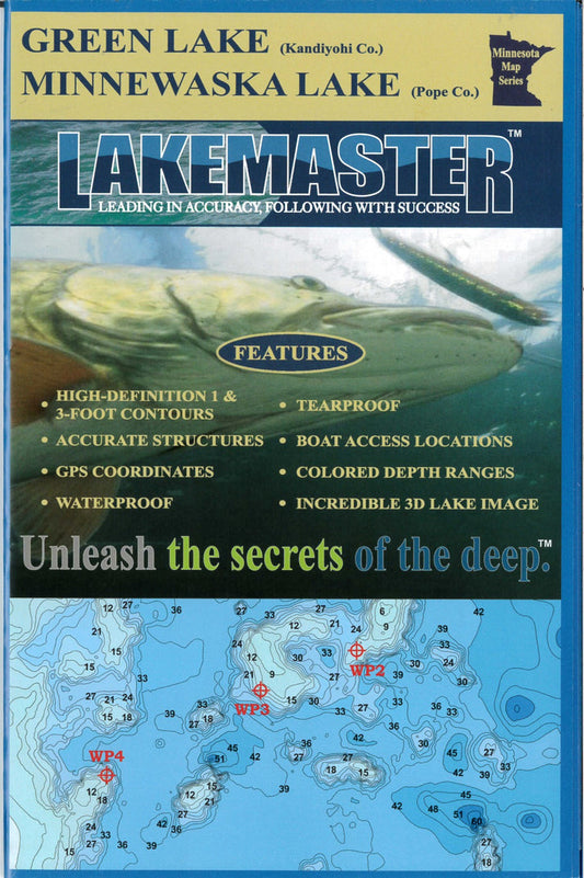 Green/Minnewaska Lake Kandiyohi and Pope Co Fishing Map