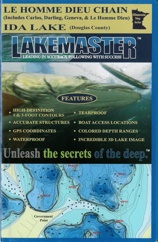 Le Homme Dieux Chain/Lake Ida Douglas Co Fishing Map