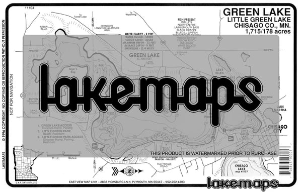 Chisago County, MN - GREEN / No. Green - Lakemap - 11104