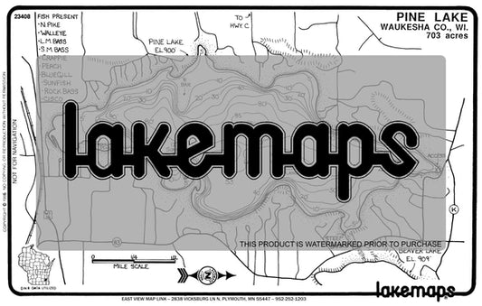 Waukesha County, WI - PINE - Lakemap - 23408