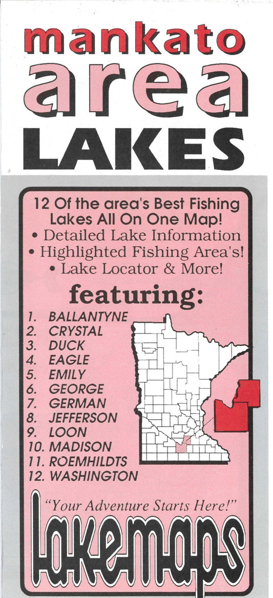 Mankato Area Lakes Fishing Map #90101