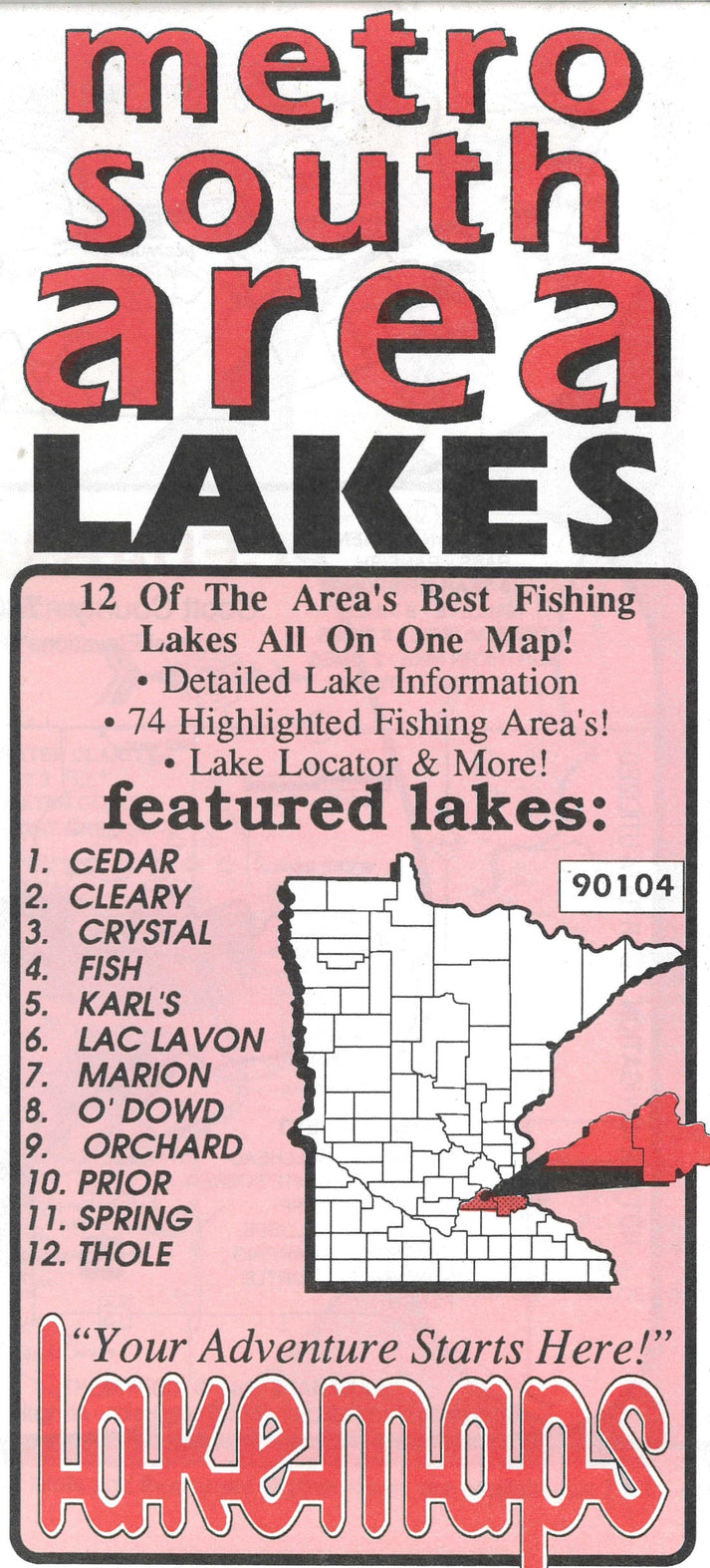 Metro South Area Lakes Fishing Map #90104