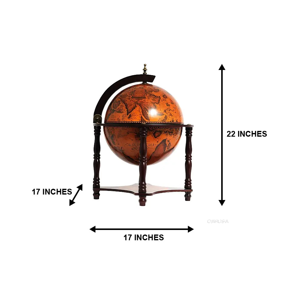 World Globe bar 13 inches- 4 legged stand-red-NG005