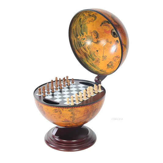 World Globe 13 inches with Chess Holder with Round Base-NG019