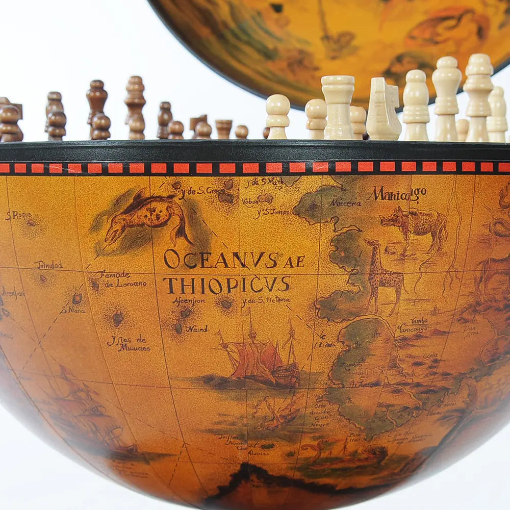 World Globe 13 inches with Chess Holder with Round Base-NG019