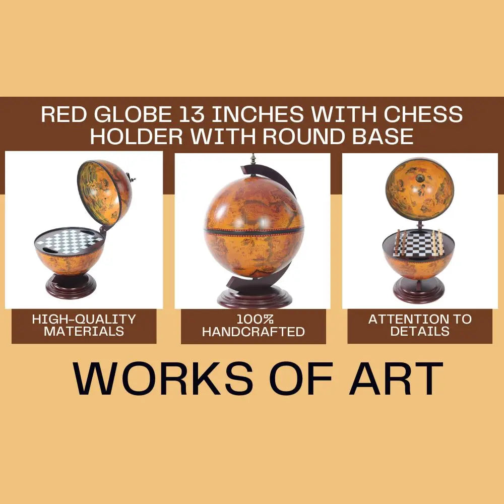 World Globe 13 inches with Chess Holder with Round Base-NG019