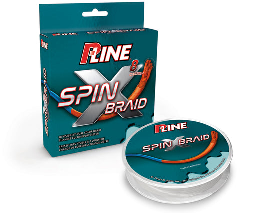 PLine SPIN-X Braid Hi-Vis Orange and Blue 150 Yard 20lb Test