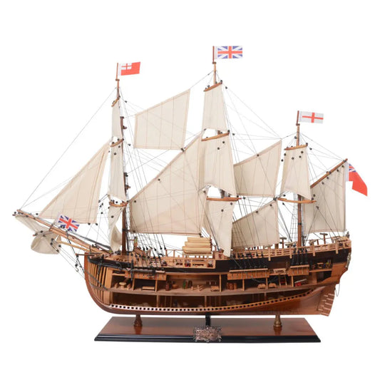 HMS Endeavour Model Ship With Open Hull Display