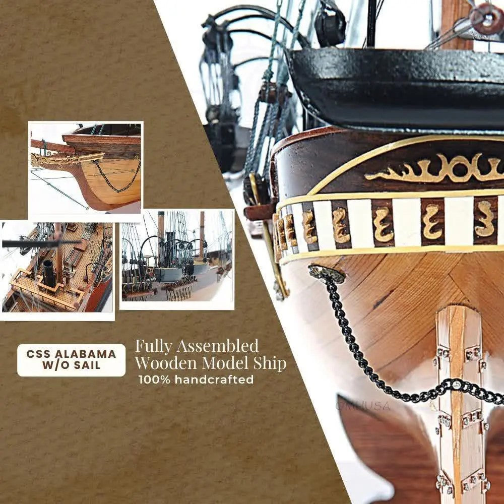CSS Alabama Model Ship w/o Sails
