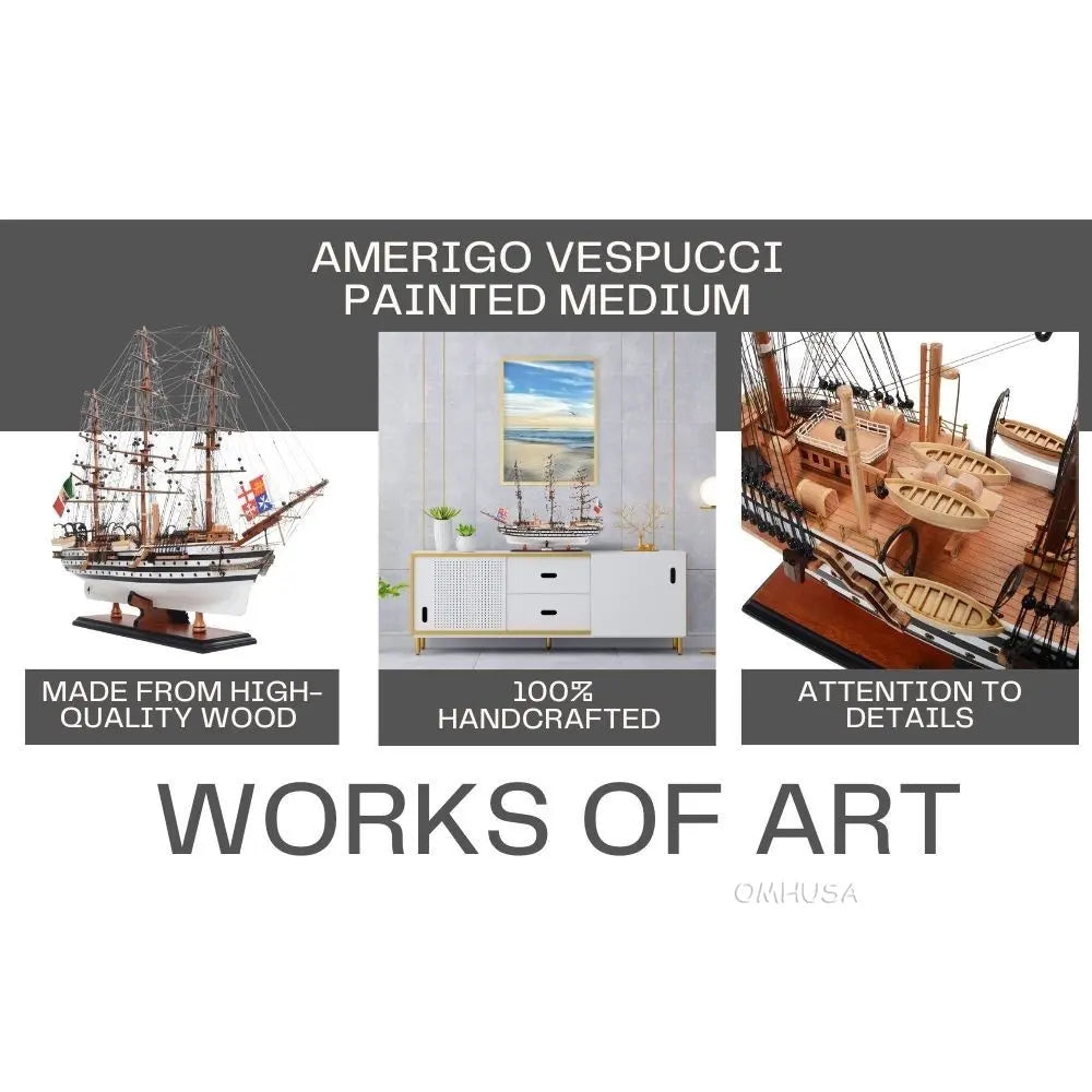 Amerigo Vespucci Painted Wood Model Ship