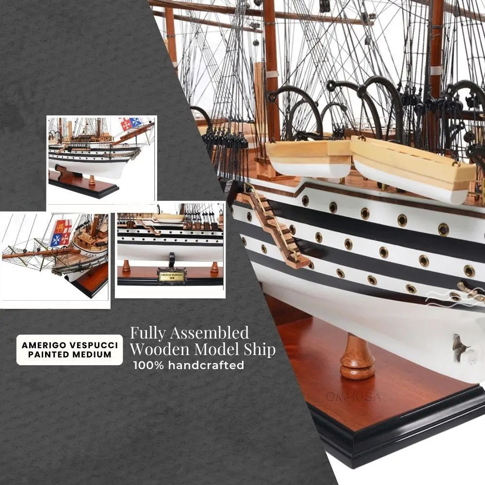 Amerigo Vespucci Painted Wood Model Ship