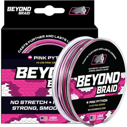 BEYOND BRAID PINK PYTHON HI-VIS BRAID 300-500 Yards 10-80lb