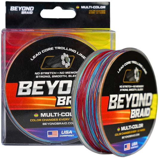 BEYOND BRAID LEAD CORE TROLLING BRAID - MULTICOLOR BRAID 100-200 Yards 12-36lb Test