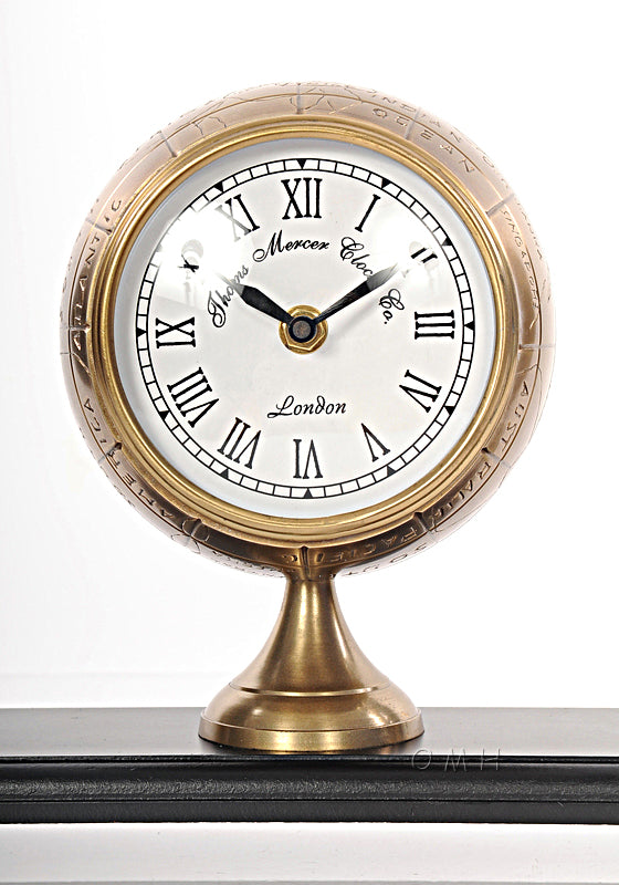 Armillery/Clock & World Globe On Wood Base-AK031
