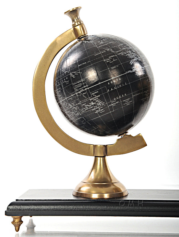 Armillery/Clock & World Globe On Wood Base-AK031