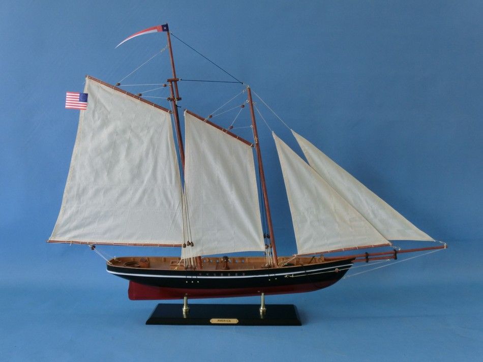 Wooden America Model Sailboat Decoration 35"