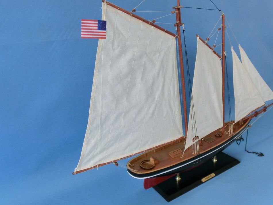 Wooden America Model Sailboat Decoration 35"