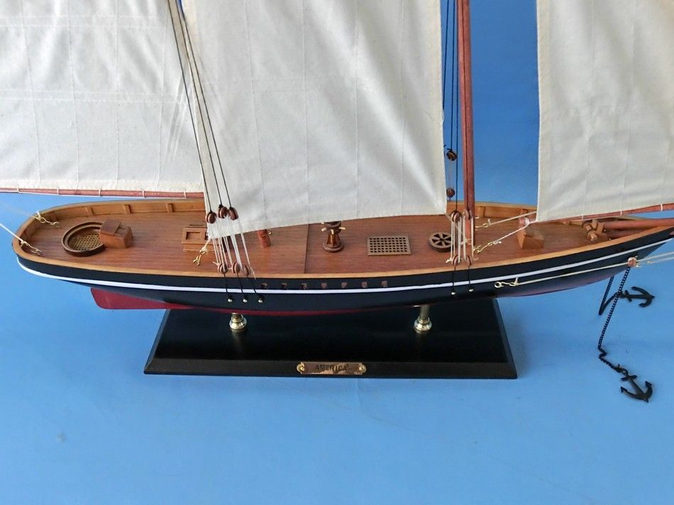 Wooden America Model Sailboat Decoration 35"