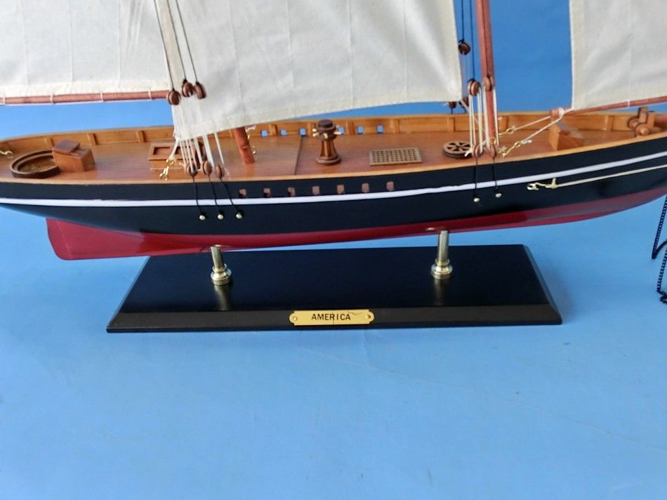 Wooden America Model Sailboat Decoration 35"