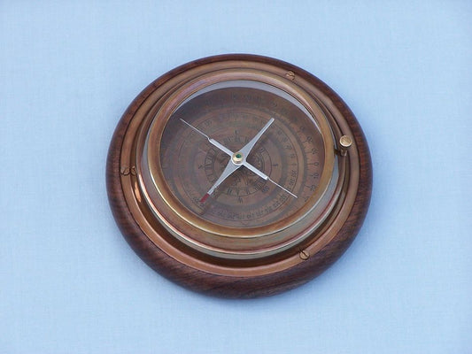 Antique Brass Directional Desktop Compass 6"