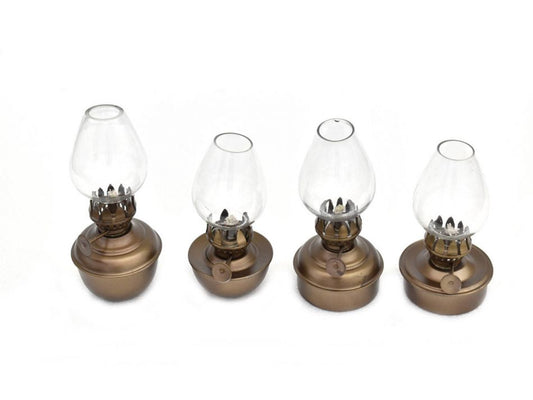 Antique Brass Table Oil Lamp 5" - Set of 4
