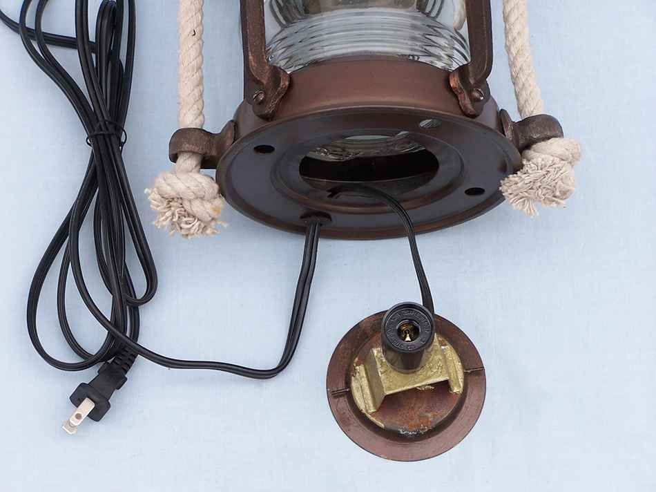 Antique Copper Round Anchor Electric Lantern 16"