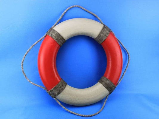 Vintage Red and White Decoartive Life Ring 20"