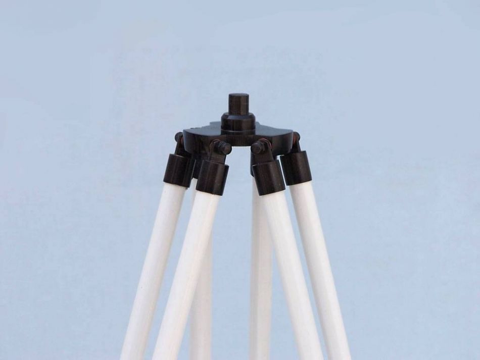 Floor Standing Bronze with White Leather Harbor Master Telescope 50"
